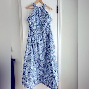 Tuckernuck | Hyacinth House Blue Floral High Neck Midi Floral Dress XL